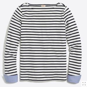 J. Crew Cuffed Striped Boatneck Shirt